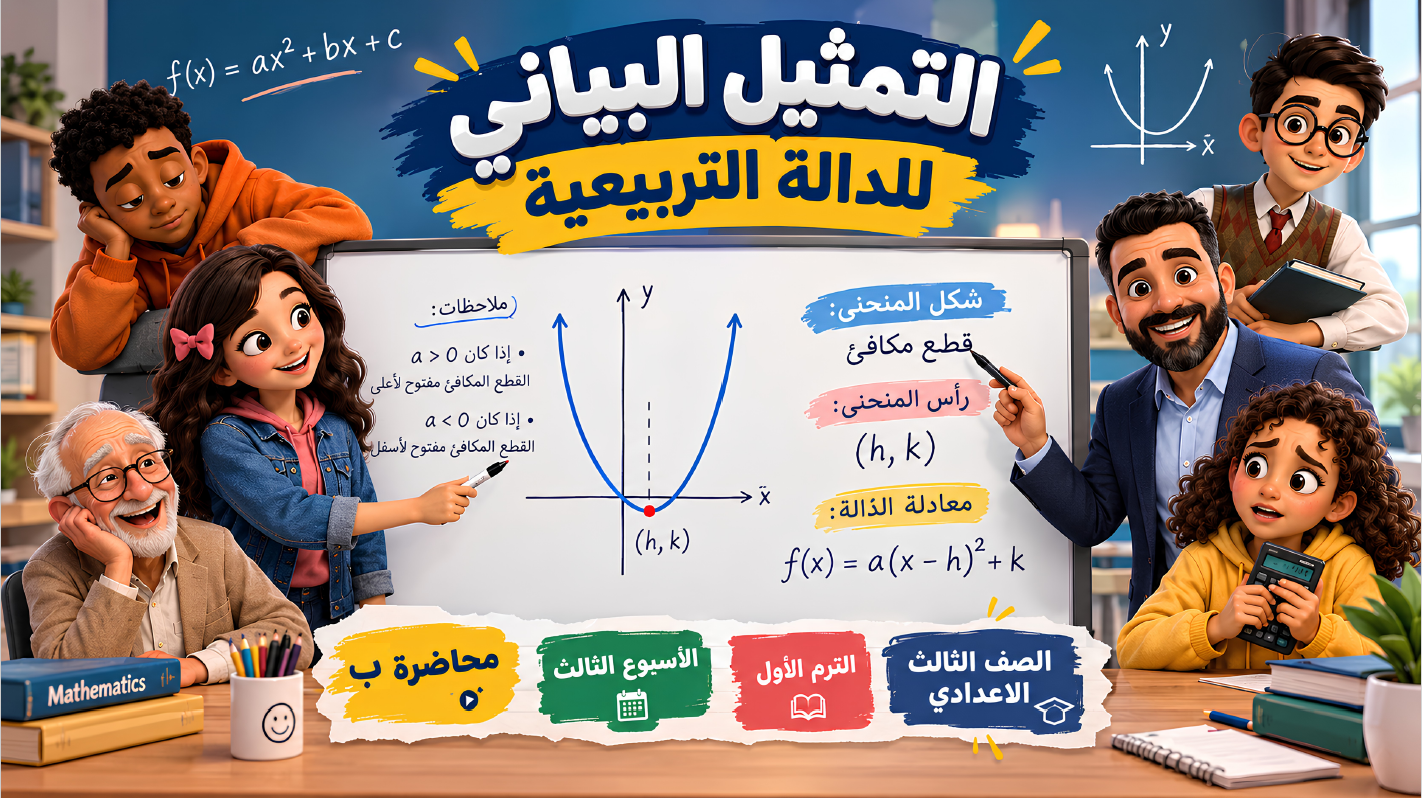 الأسبوع الثالث المحاضرة ( ب ) 3ع الترم الأول 2027 ( التمثيل البياني للدالة التربيعية )