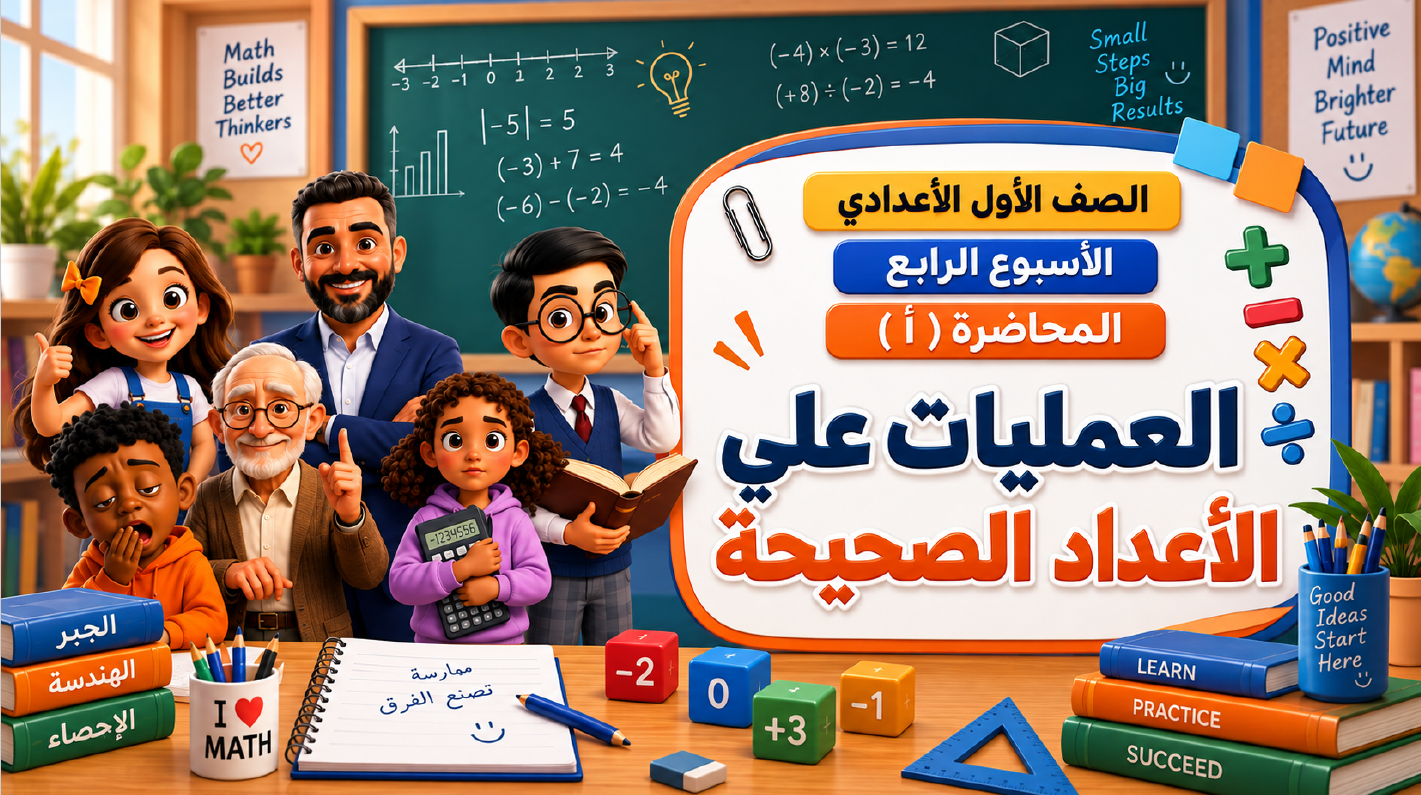 الأسبوع الرابع المحاضرة ( أ ) 1ع الترم الاول 2027 ( العمليات على الأعداد الصحيحة )