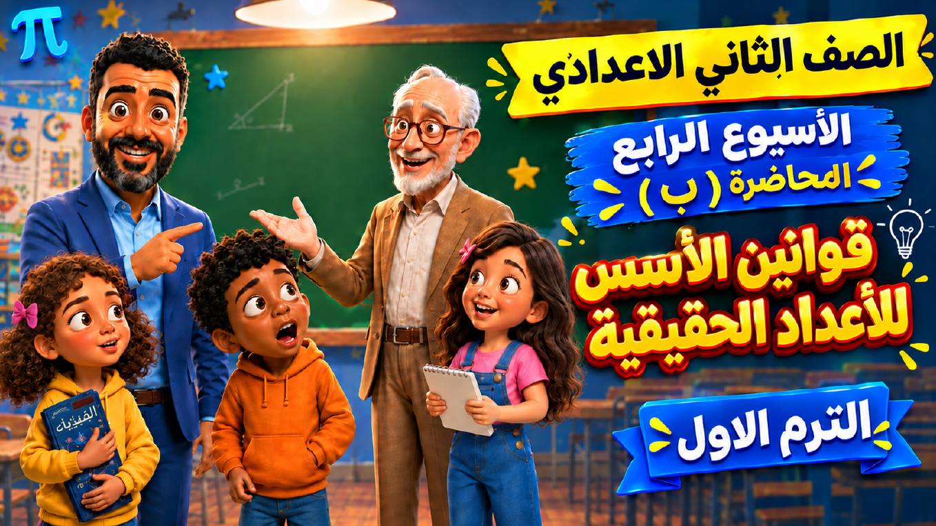 الأسبوع الرابع المحاضرة ( ب ) 2ع الترم الأول 2027 (قوانين الأسس للأعداد الحقيقية)
