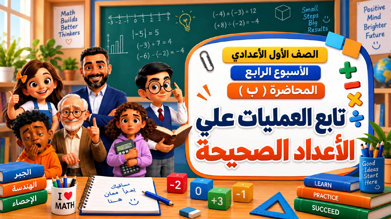 الأسبوع الرابع المحاضرة ( ب ) 1ع الترم الأول (تابع العمليات علي الأعداد الصحيحة)