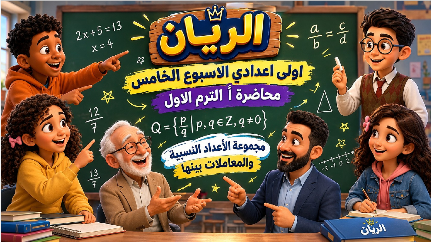 الأسبوع الخامس المحاضرة ( أ ) 1ع الترم الأول 2027 ( مجموعة الأعداد النسبية والمعاملات بينها )