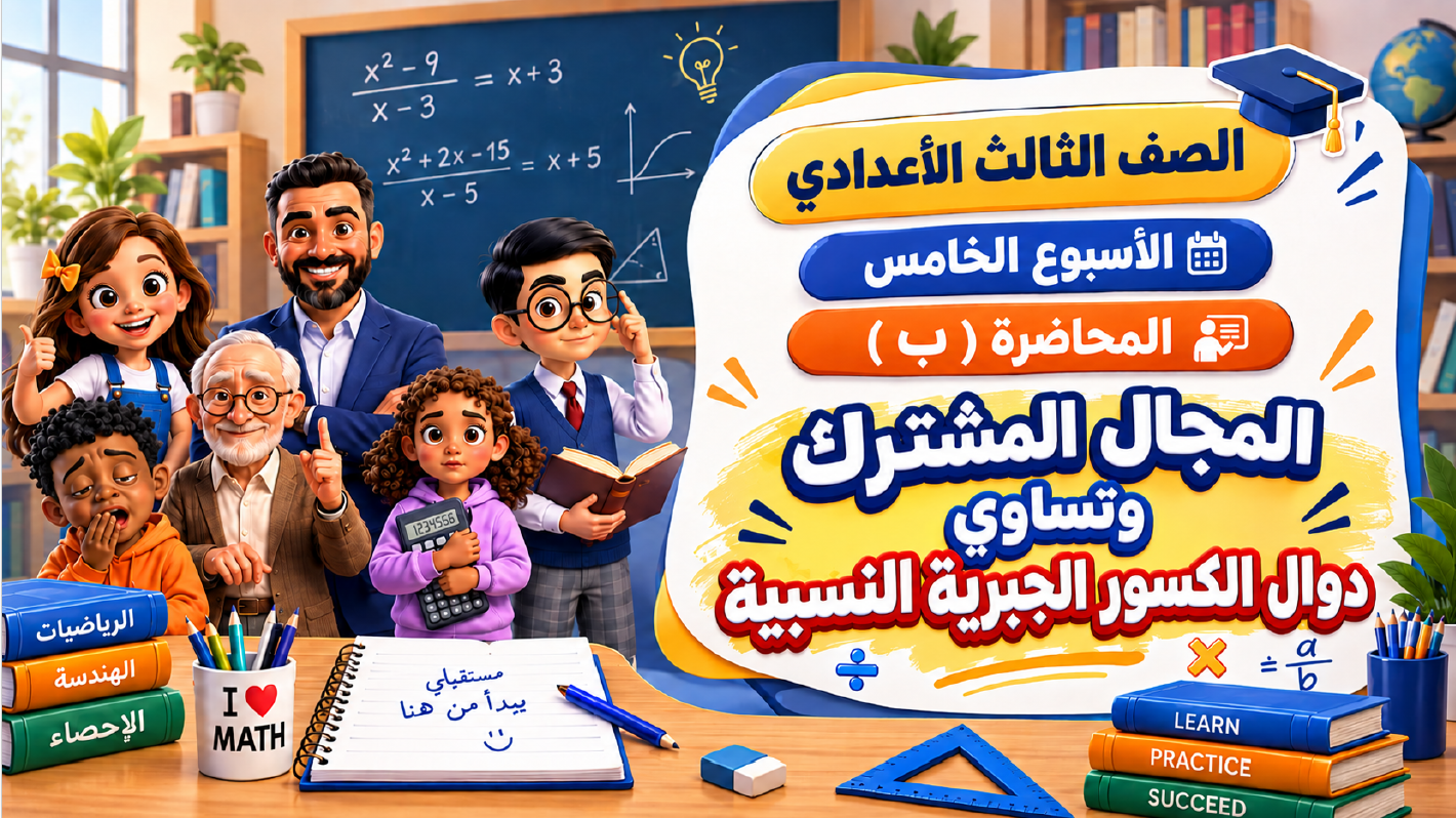 الأسبوع الخامس المحاضرة ( ب ) 3ع الترم الأول 2027 ( المجال المشترك وتساوي مجال الكسور الجبرية النسبية )