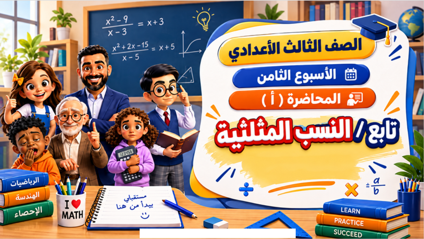 الأسبوع الثامن المحاضرة ( أ ) 3ع الترم الأول 2027 ( تابع / النسب المثلثية )